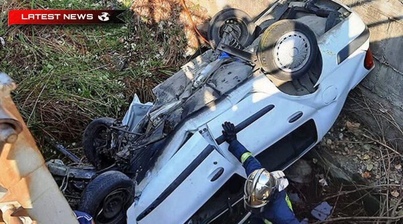 Șoc rutier în Kineta – Mașină prăbușită într-un pârâu de 12 metri