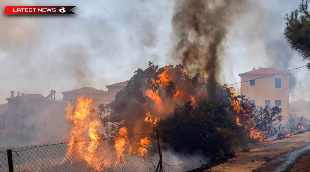 Autoritățile elene evacuează proprietățile de coastă de pe insula Lesvos, pe măsură ce incendiile forestiere se răspândesc