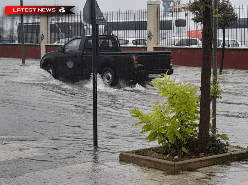 Vreme rea în Corfu: râurile au inundat drumurile, noul port a fost inundat foto si video