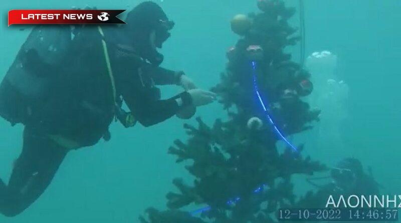 În Alonissos au împodobit un brad de Crăciun pe fundul mării (VIDEO)